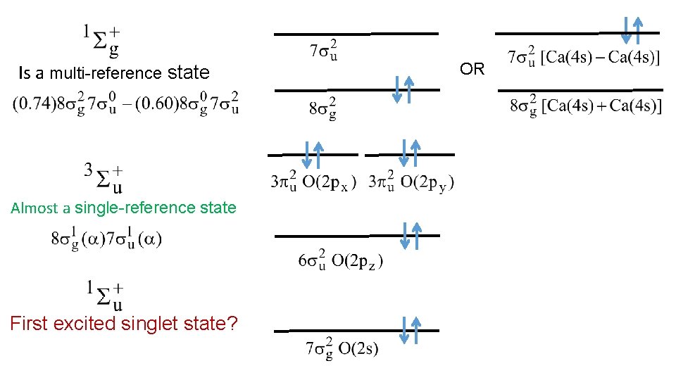 Is a multi-reference state Almost a single-reference state First excited singlet state? OR 