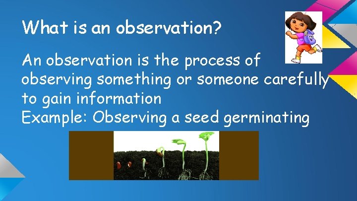 What is an observation? An observation is the process of observing something or someone