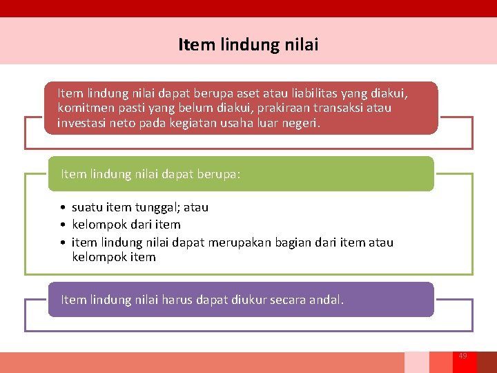 Item lindung nilai dapat berupa aset atau liabilitas yang diakui, komitmen pasti yang belum