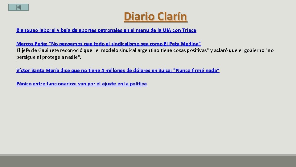 Diario Clarín Blanqueo laboral y baja de aportes patronales en el menú de la