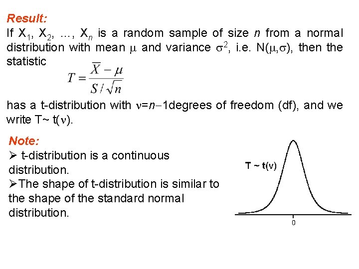 Result: If X 1, X 2, …, Xn is a random sample of size