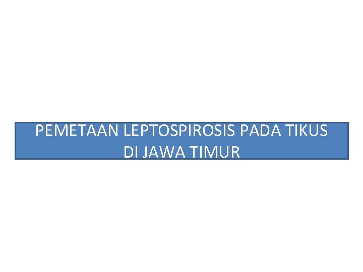 PEMETAAN LEPTOSPIROSIS PADA TIKUS DI JAWA TIMUR 