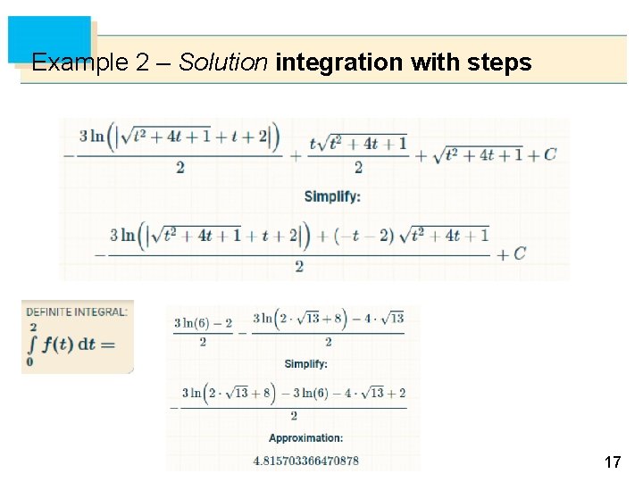 Example 2 – Solution integration with steps 17 
