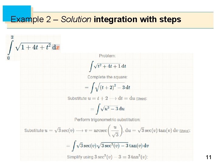 Example 2 – Solution integration with steps 11 