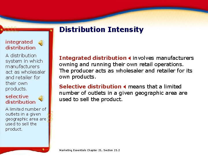 Distribution Intensity integrated distribution A distribution system in which manufacturers act as wholesaler and