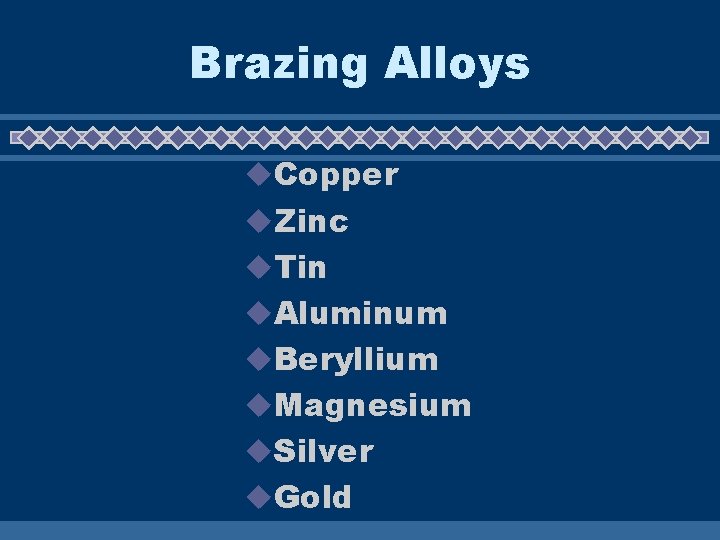 Brazing Alloys u. Copper u. Zinc u. Tin u. Aluminum u. Beryllium u. Magnesium