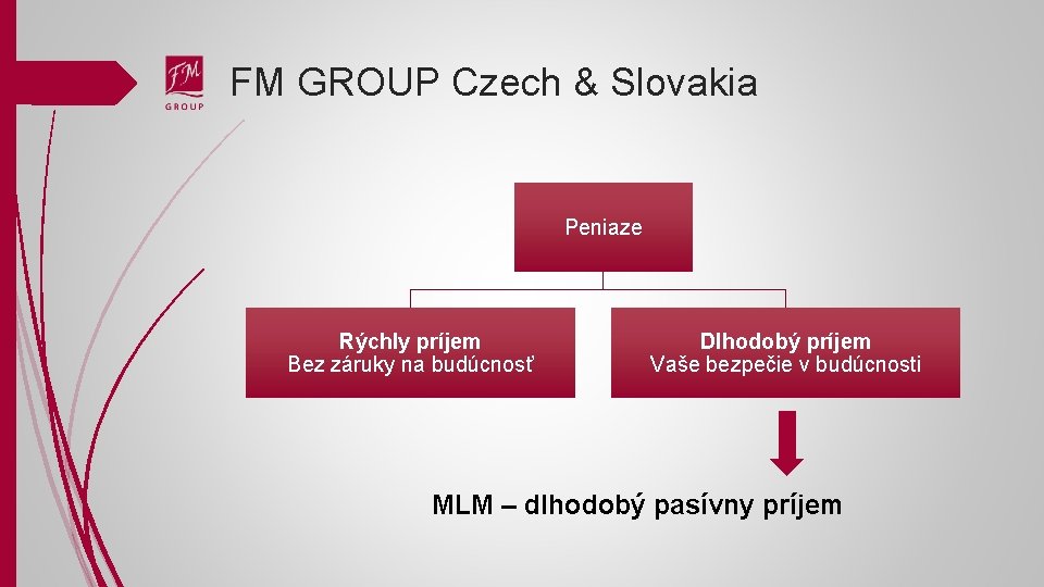 FM GROUP Czech & Slovakia Peniaze Rýchly príjem Bez záruky na budúcnosť Dlhodobý príjem