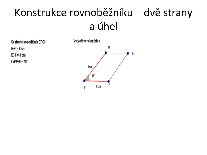 Konstrukce rovnoběžníku – dvě strany a úhel 