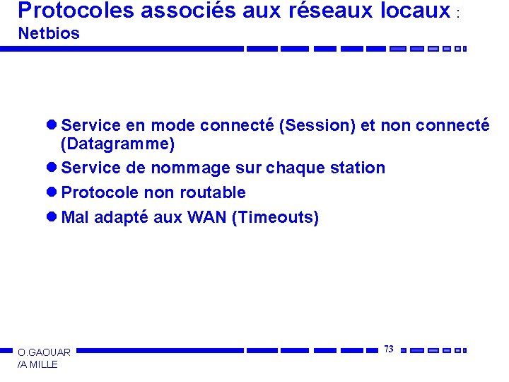 Protocoles associés aux réseaux locaux : Netbios l Service en mode connecté (Session) et