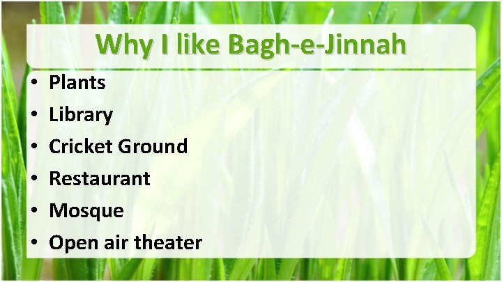 Why I like Bagh-e-Jinnah • • • Plants Library Cricket Ground Restaurant Mosque Open