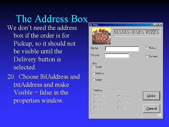 The Address Box We don’t need the address box if the order is for The Address Box We don’t need the address box if the order is for