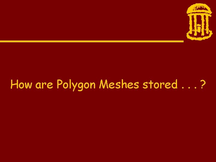 How are Polygon Meshes stored. . . ? 