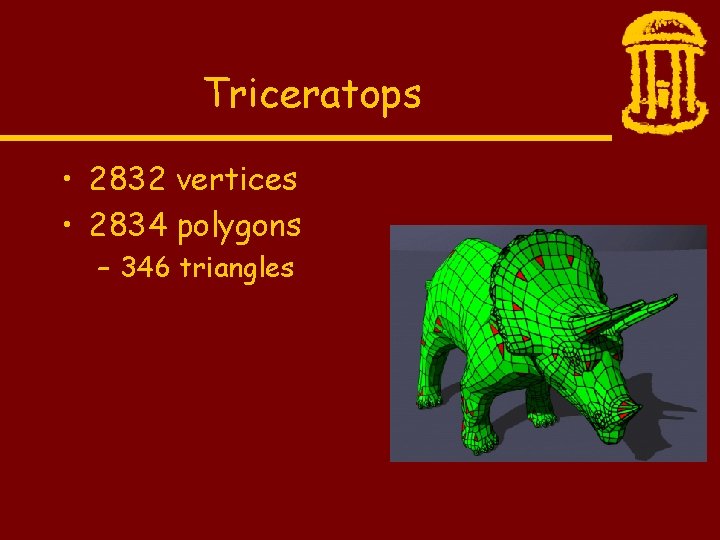 Triceratops • 2832 vertices • 2834 polygons – 346 triangles 