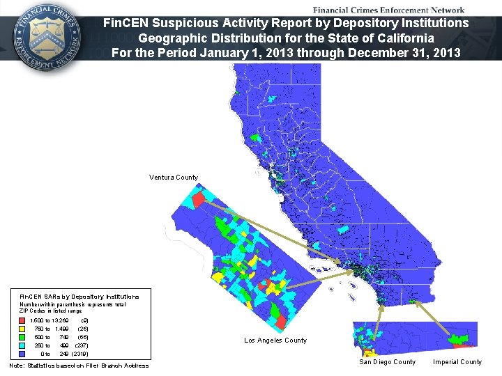 Fin. CEN Suspicious Activity Report by Depository Institutions Geographic Distribution for the State of