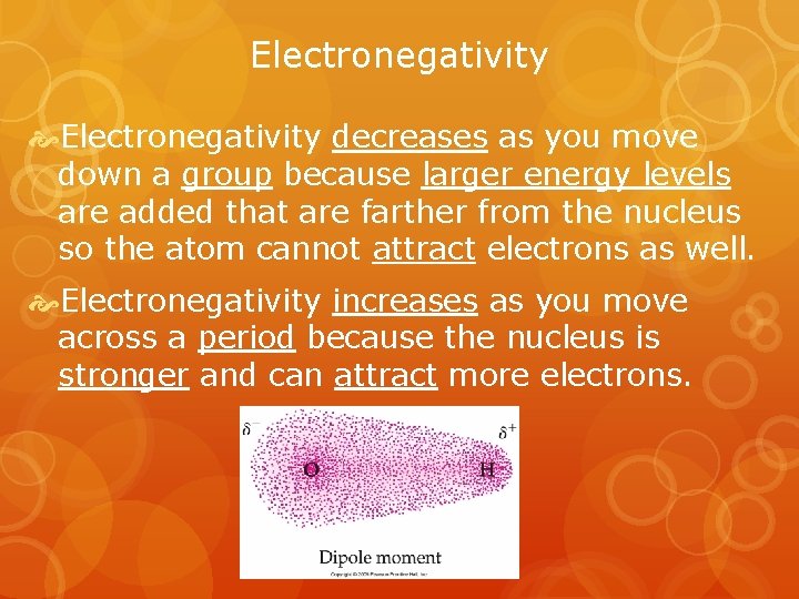 Electronegativity decreases as you move down a group because larger energy levels are added