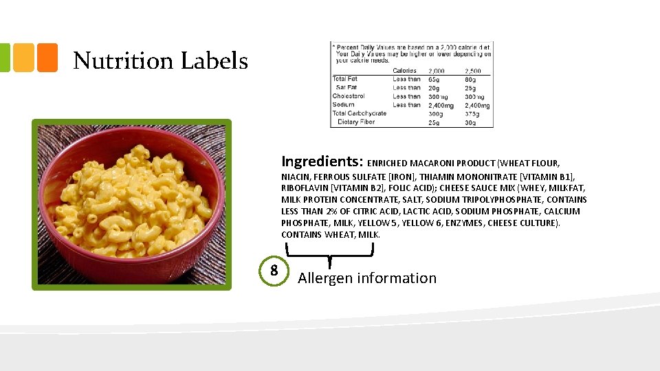 Nutrition Labels Ingredients: ENRICHED MACARONI PRODUCT (WHEAT FLOUR, NIACIN, FERROUS SULFATE [IRON], THIAMIN MONONITRATE