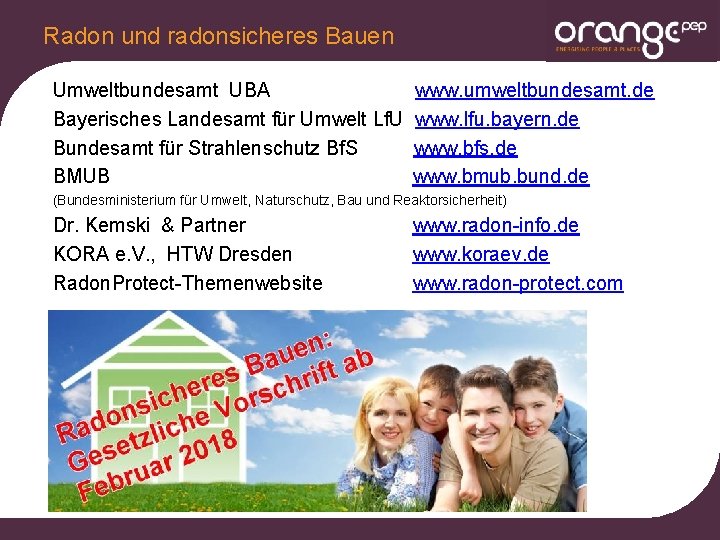 Radon und radonsicheres Bauen Umweltbundesamt UBA Bayerisches Landesamt für Umwelt Lf. U Bundesamt für