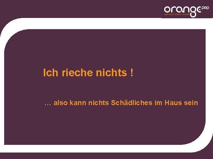 Ich rieche nichts ! … also kann nichts Schädliches im Haus sein 