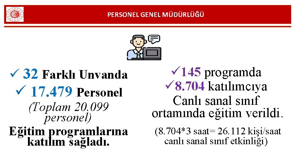 PERSONEL GENEL MÜDÜRLÜĞÜ ü 32 Farklı Unvanda ü 17. 479 Personel (Toplam 20. 099