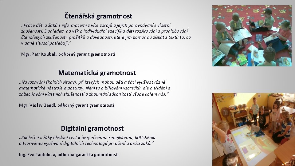 Čtenářská gramotnost , , Práce dětí a žáků s informacemi z více zdrojů a