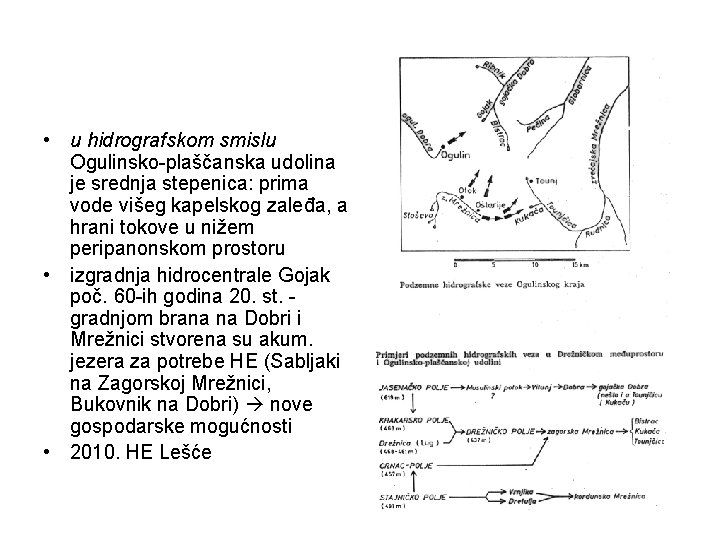  • u hidrografskom smislu Ogulinsko-plaščanska udolina je srednja stepenica: prima vode višeg kapelskog