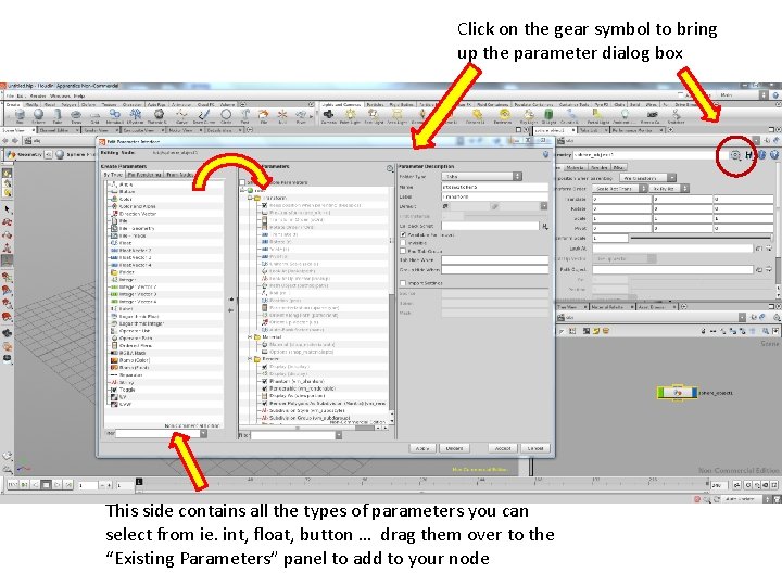 Click on the gear symbol to bring up the parameter dialog box This side