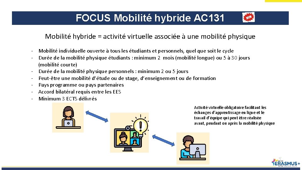 FOCUS Mobilité hybride AC 131 Mobilité hybride = activité virtuelle associée à une mobilité