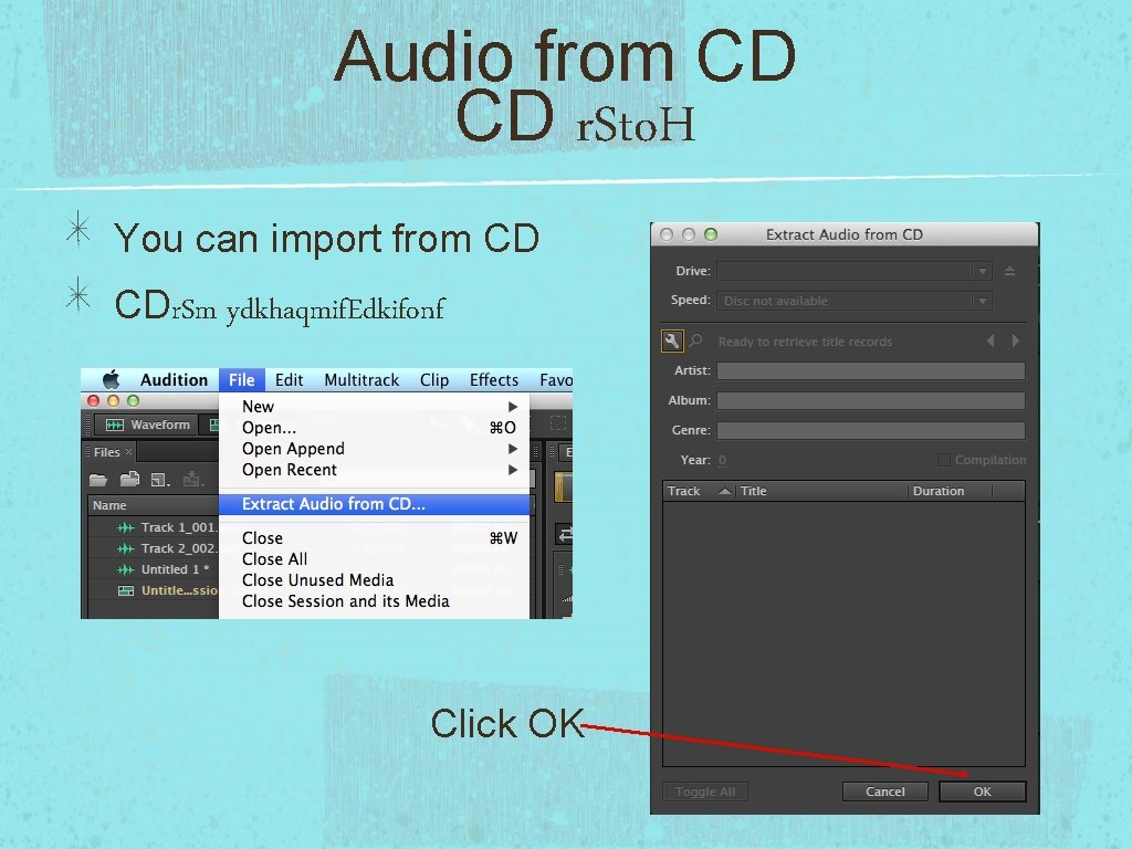 Audio from CD CD r. Sto. H You can import from CD CDr. Sm