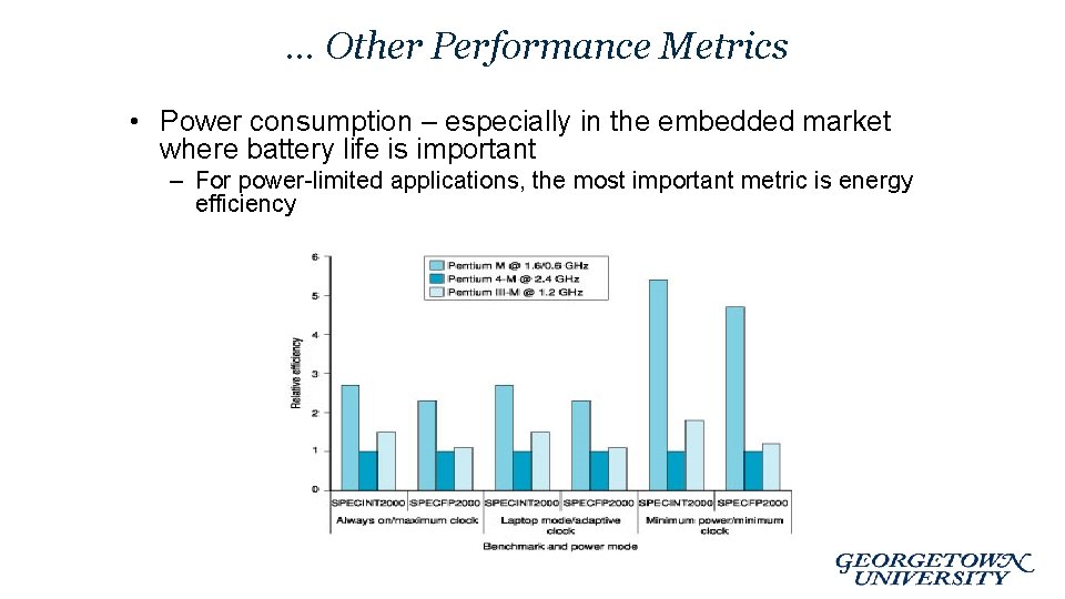 … Other Performance Metrics • Power consumption – especially in the embedded market where