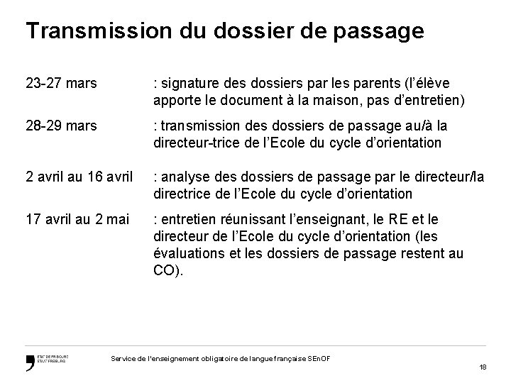 Transmission du dossier de passage 23 -27 mars : signature des dossiers par les