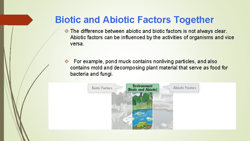 Biotic and Abiotic Factors Together The difference between abiotic and biotic factors is not