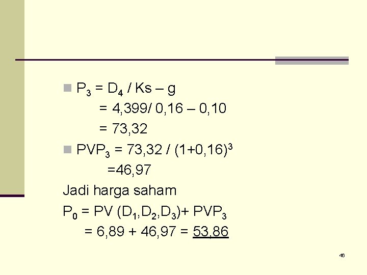 n P 3 = D 4 / Ks – g = 4, 399/ 0,