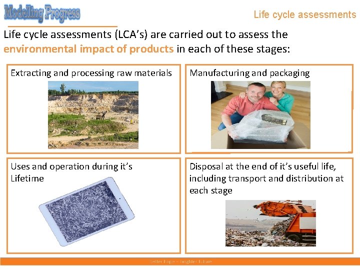 Life cycle assessments (LCA’s) are carried out to assess the environmental impact of products