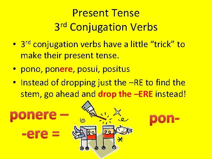 Present Tense 3 rd Conjugation Verbs • 3 rd conjugation verbs have a little