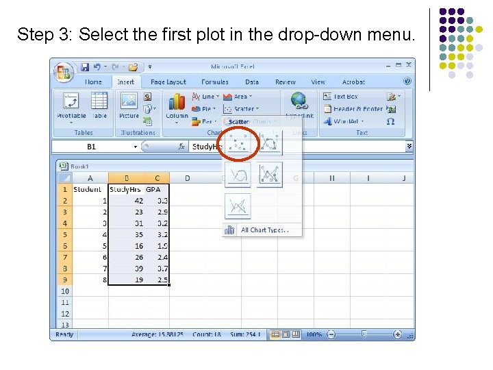 Step 3: Select the first plot in the drop-down menu. 