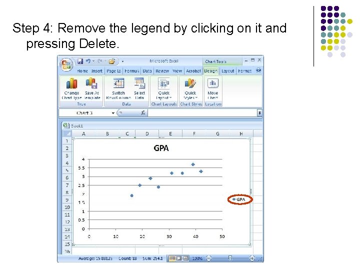 Step 4: Remove the legend by clicking on it and pressing Delete. 