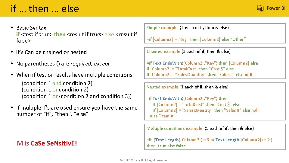 if … then … else • Basic Syntax: if <test if true> then <result
