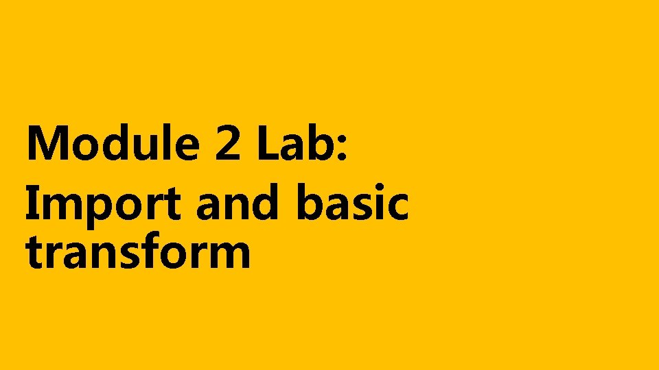 Module 2 Lab: Import and basic transform 