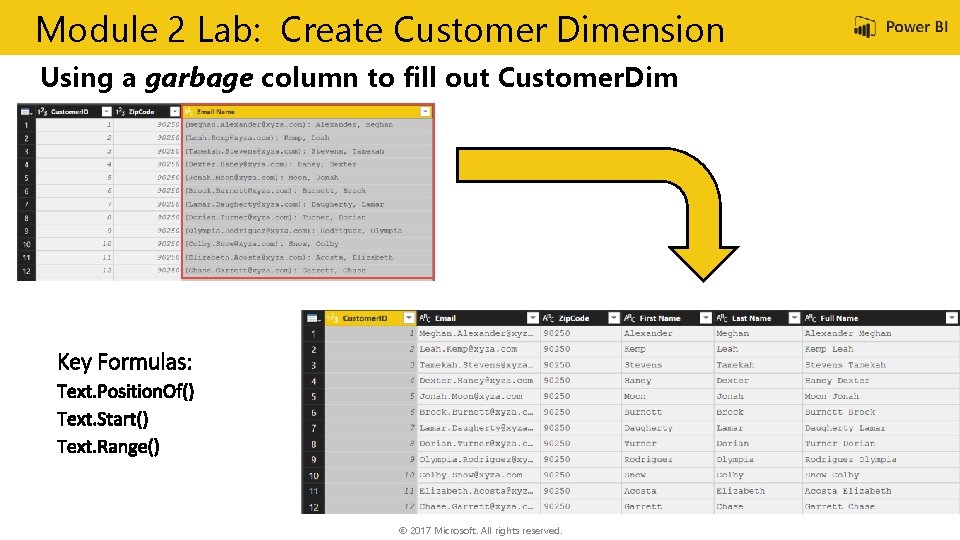 Module 2 Lab: Create Customer Dimension Using a garbage column to fill out Customer.
