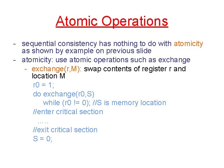 Atomic Operations - sequential consistency has nothing to do with atomicity as shown by