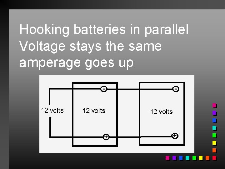 Hooking batteries in parallel Voltage stays the same amperage goes up 