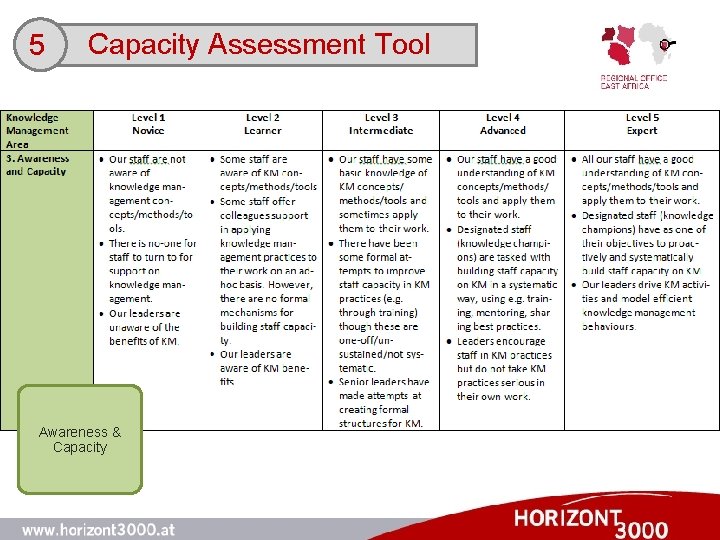 5 Capacity Assessment Tool Awareness & Capacity 
