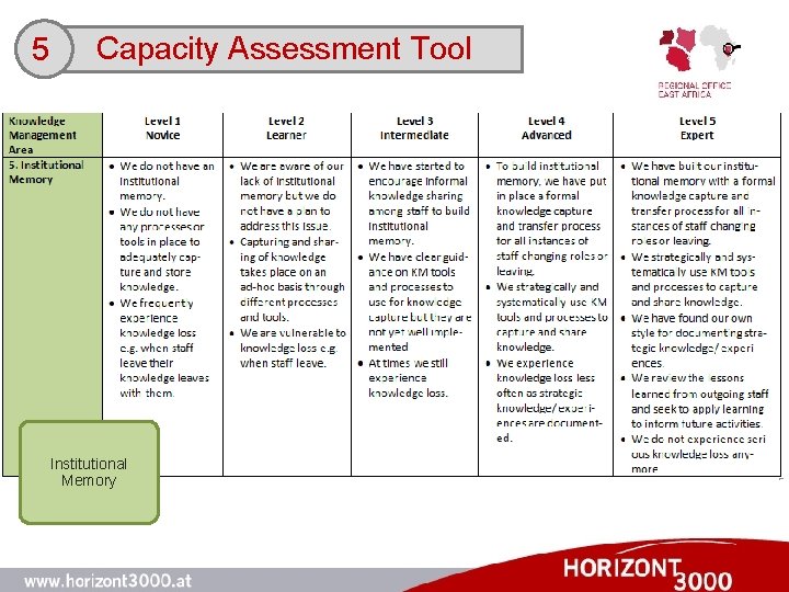 5 Capacity Assessment Tool Institutional Memory 