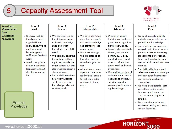 5 Capacity Assessment Tool External Knowledge 