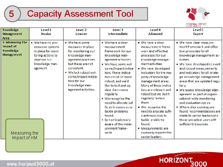 5 Capacity Assessment Tool Measuring the Impact of KM 