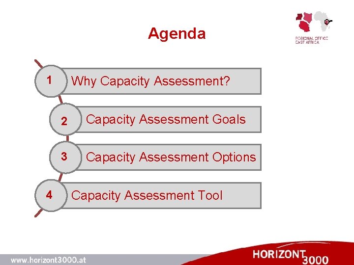 Agenda 1 4 Why Capacity Assessment? 2 Capacity Assessment Goals 3 Capacity Assessment Options