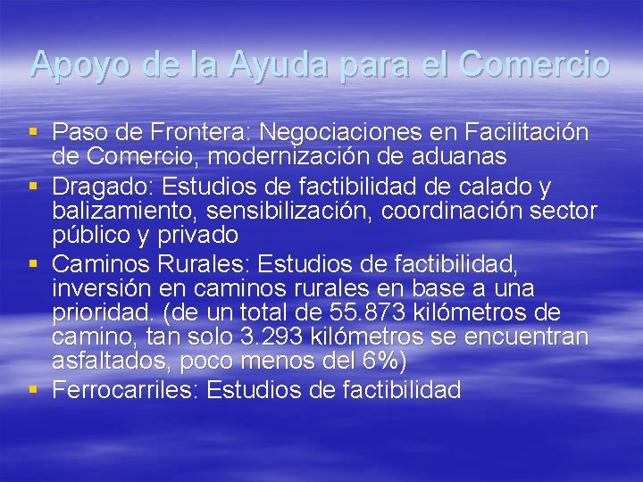 Apoyo de la Ayuda para el Comercio § Paso de Frontera: Negociaciones en Facilitación