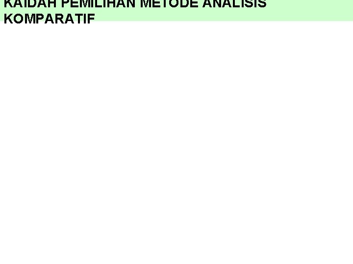 KAIDAH PEMILIHAN METODE ANALISIS KOMPARATIF 