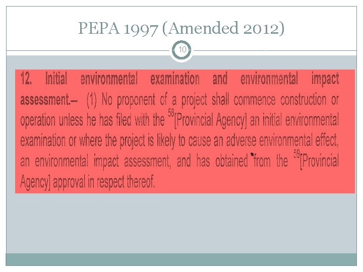 PEPA 1997 (Amended 2012) 10 