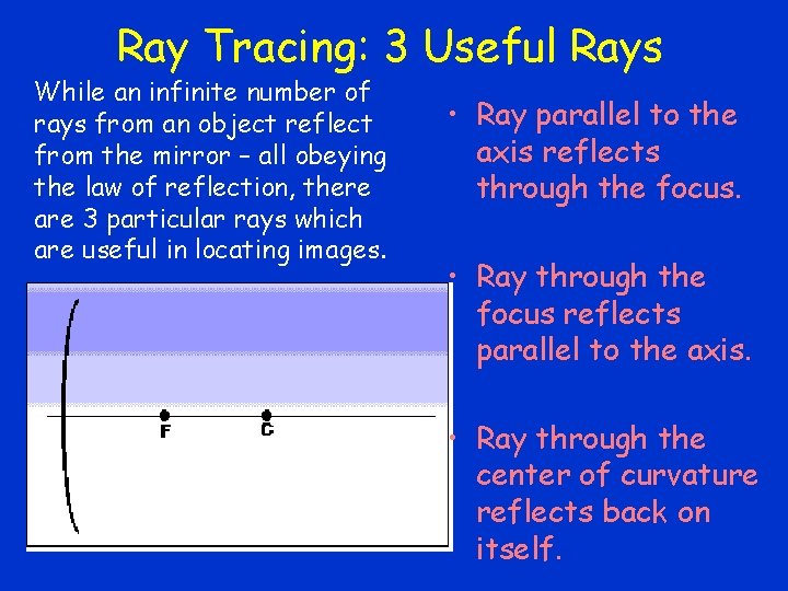 Ray Tracing: 3 Useful Rays While an infinite number of rays from an object